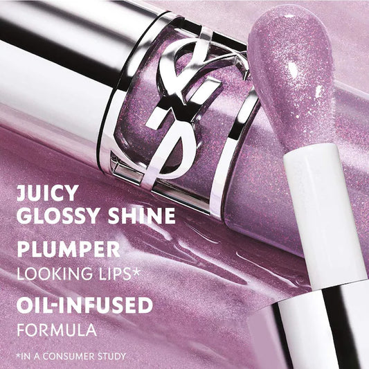 YSL Loveshine Plumping Lip Oil Gloss with Hyaluronic Acid-01 Thunder Stealer - sheer icy lavender shimmer