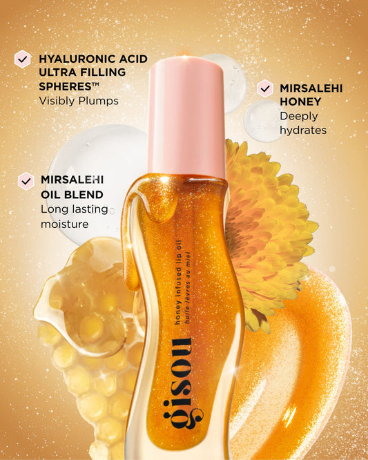 Honey infused lip oil - Golden shimmer glow