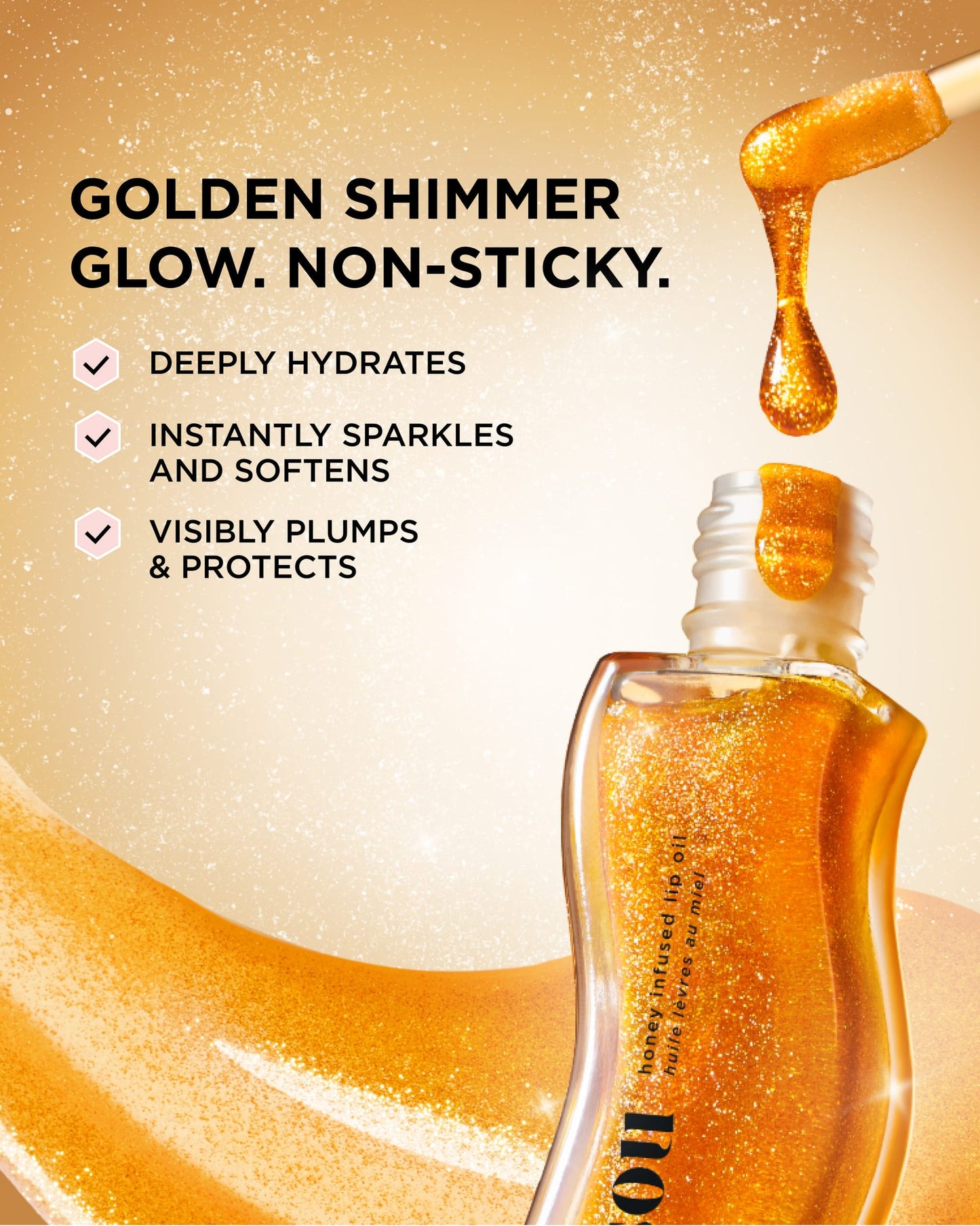 Honey infused lip oil - Golden shimmer glow