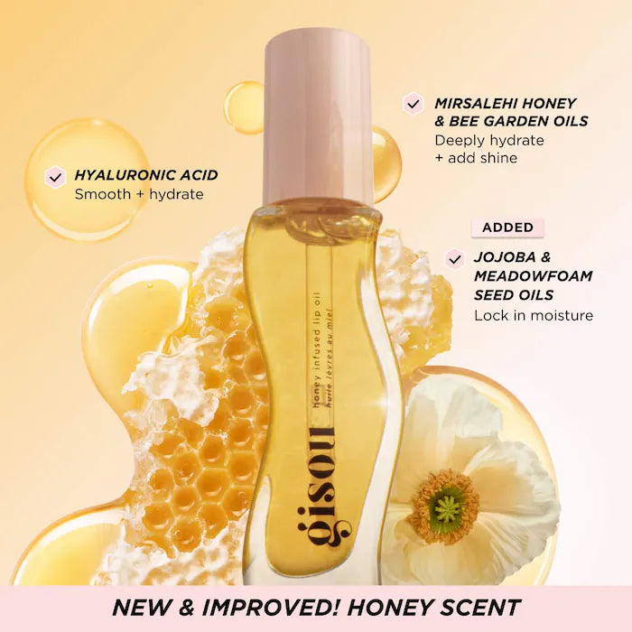 Honey Infused Hydrating Lip Oil-Honey Gold - clear golden glow