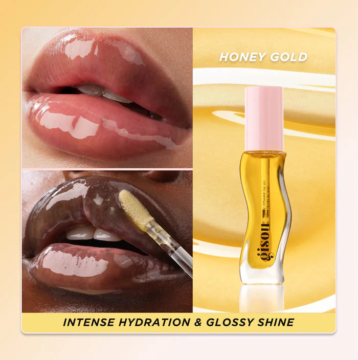 Honey Infused Hydrating Lip Oil-Honey Gold - clear golden glow