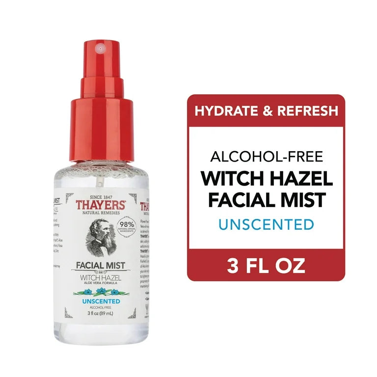 Thayers Witch Hazel Unscented Travel Size Face Mist, for Sensitive Skin, 3 oz