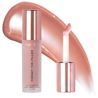 Forget The Filler Lip Plumper Line Smoothing Gloss-Nudie -  (light nude brown -  with a pearl finish)